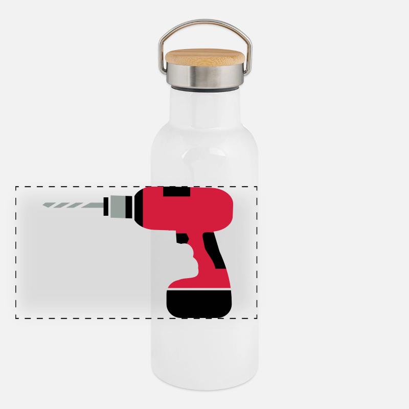 Une perceuse sans fil Gourde isotherme avec bouchon en bambou