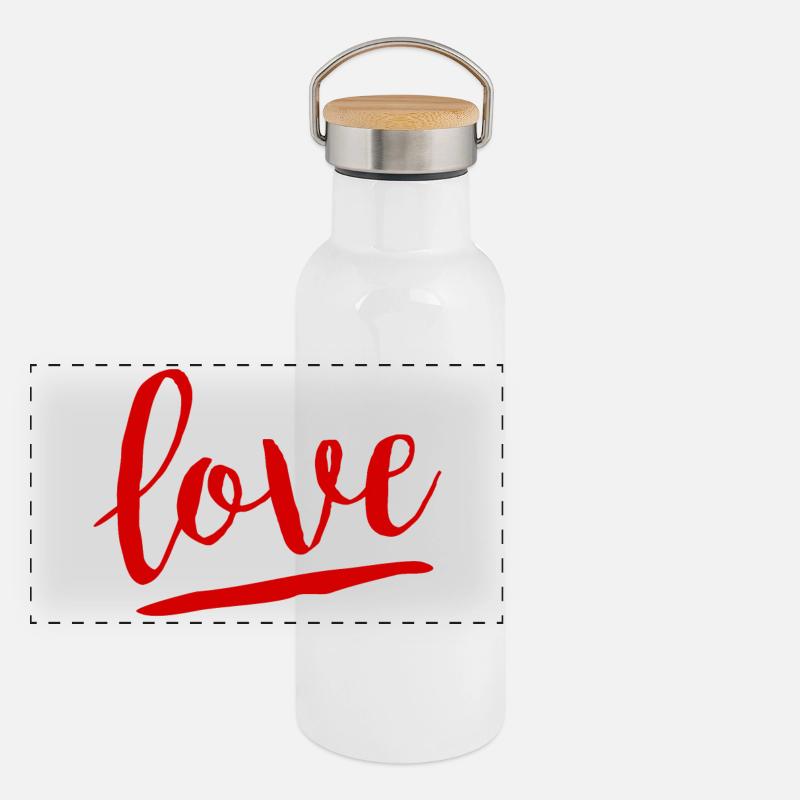 Rote Liebe Panorama Thermosflasche mit Bambusdeckel
