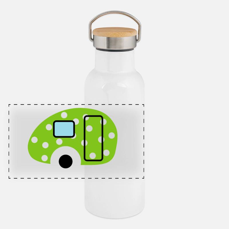 Caravane Caravane Points Verts Camping Oeuf de Pâques Gourde isotherme avec bouchon en bambou
