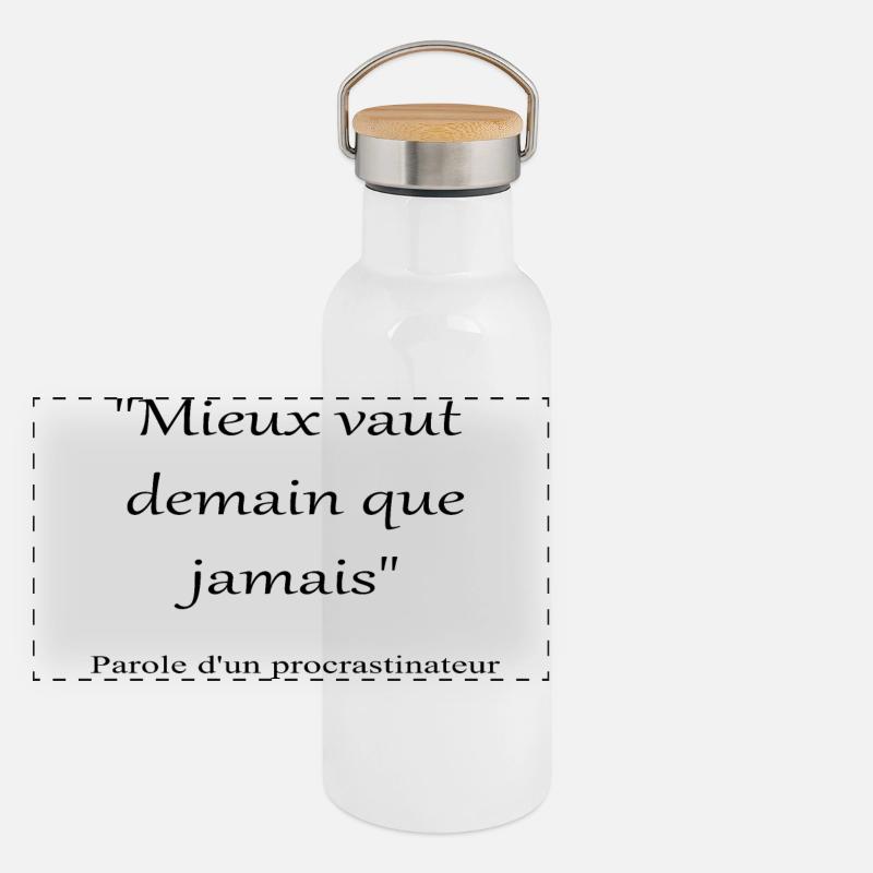 Procrastinateur Gourde isotherme avec bouchon en bambou