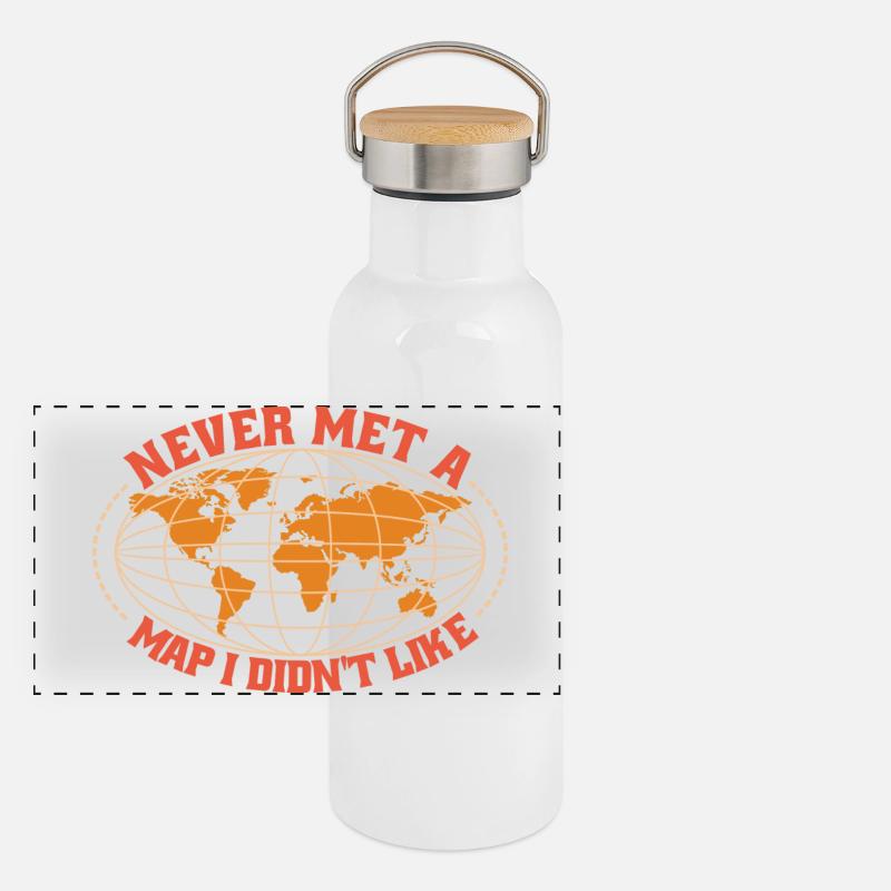 Conception cartographique Gourde isotherme avec bouchon en bambou