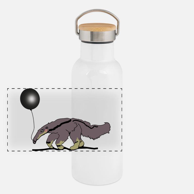 Ameisenbär Panorama Thermosflasche mit Bambusdeckel