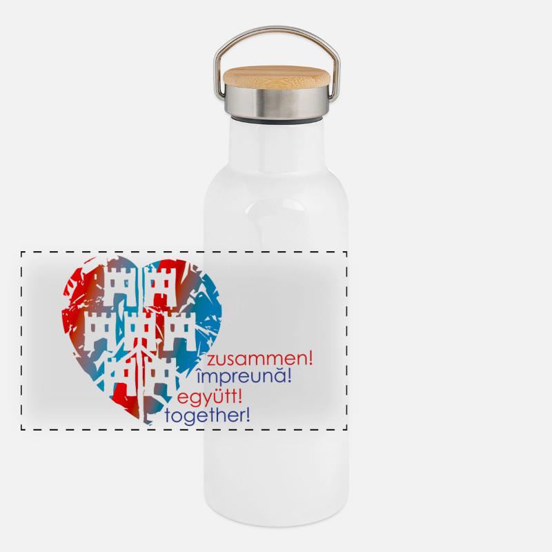 siebenbürgen Panorama Thermosflasche mit Bambusdeckel