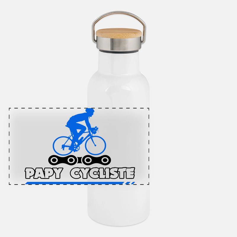 Papy cycliste Gourde isotherme avec bouchon en bambou