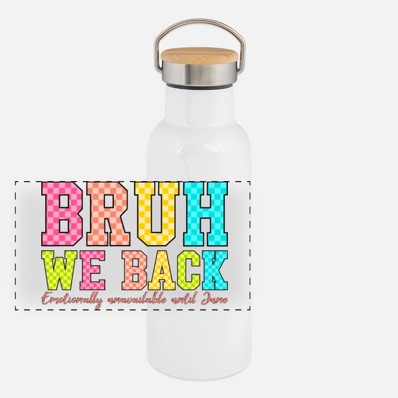 Blocky BRUH We Back Retro Design Panoramic Thermal Bottle with Bamboo Lid