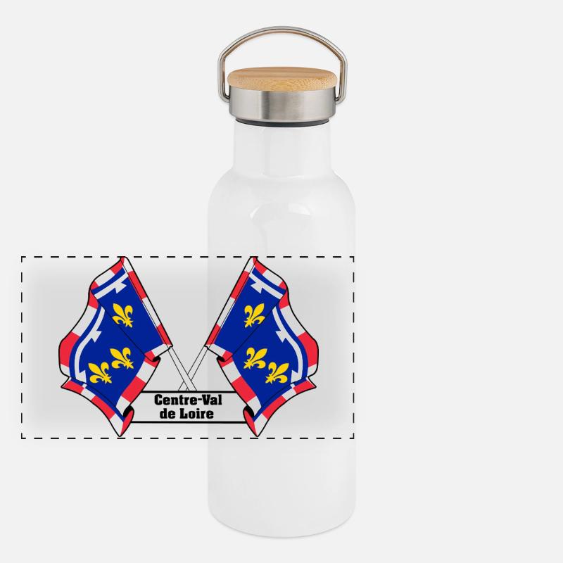 Centre-Val de Loire Text Panorama Thermosflasche mit Bambusdeckel