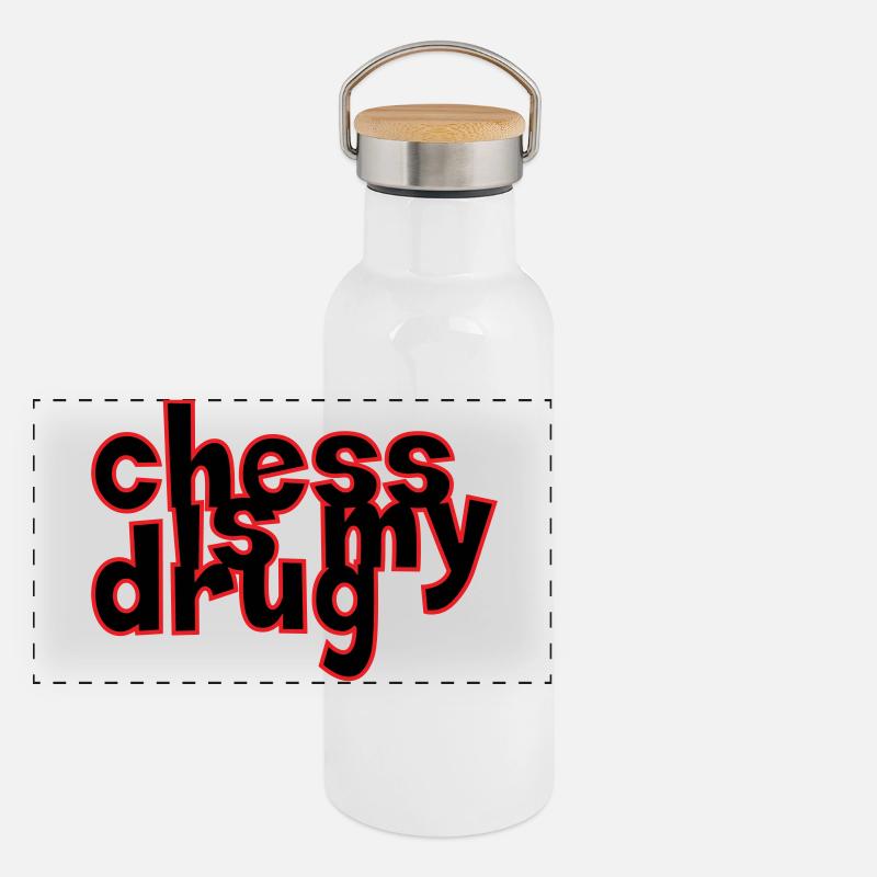 Addict aux Échecs Chess is my Drug Gourde isotherme avec bouchon en bambou