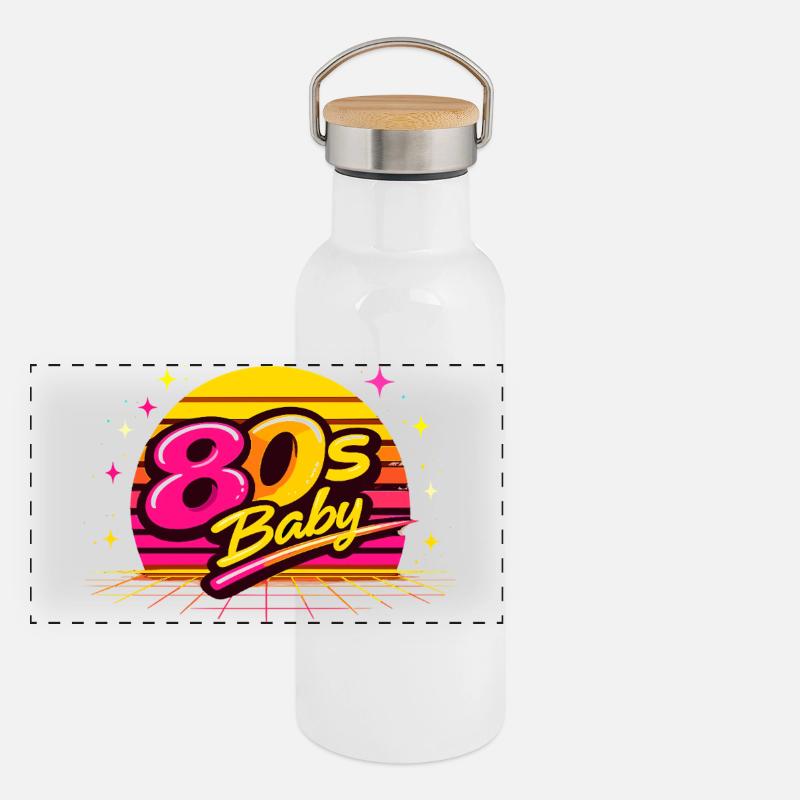 Disco rétro des années 80 Gourde isotherme avec bouchon en bambou