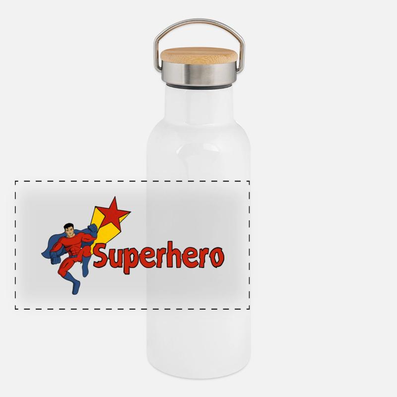 Superheld Panorama Thermosflasche mit Bambusdeckel