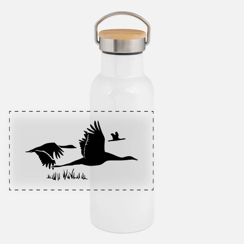 Nuée d'oiseaux Gourde isotherme avec bouchon en bambou