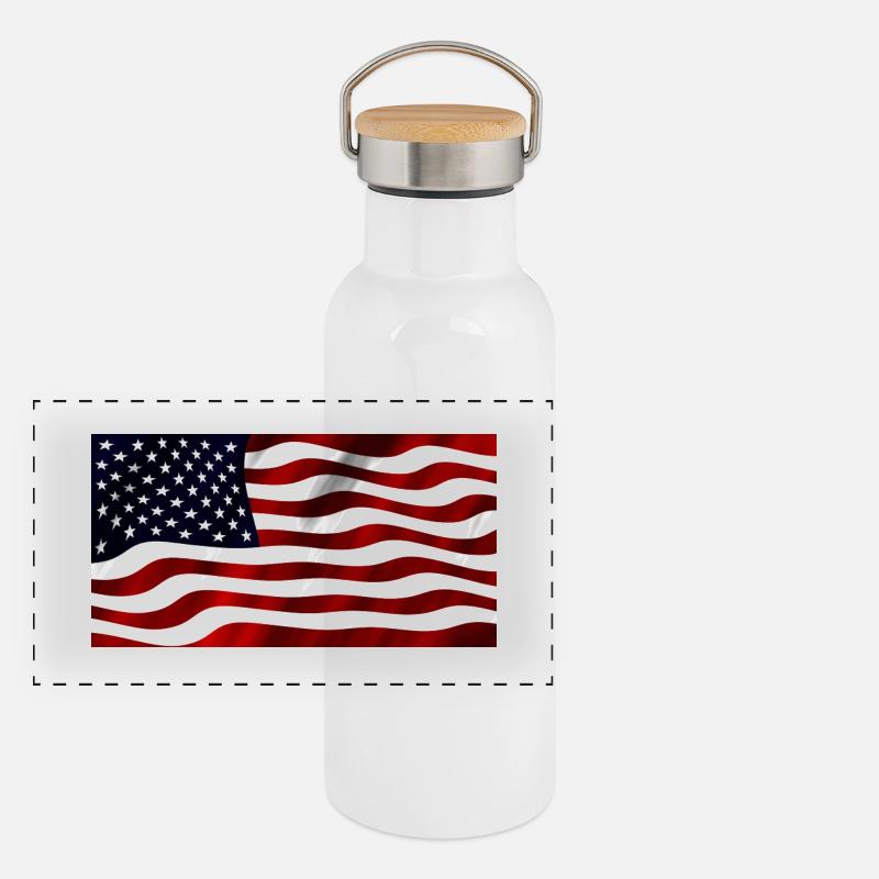 US Flagge Panorama Thermosflasche mit Bambusdeckel