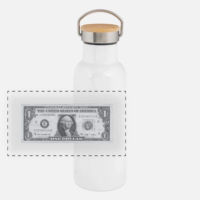 1 Dollar Panorama Thermosflasche mit Bambusdeckel