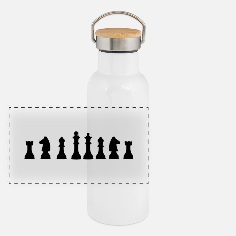 Schach Panorama Thermosflasche mit Bambusdeckel