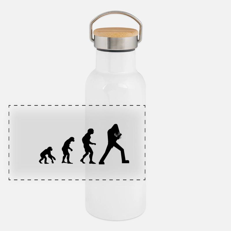 guitar evolution electric guitar hardrock metal Panoramic Thermal Bottle with Bamboo Lid