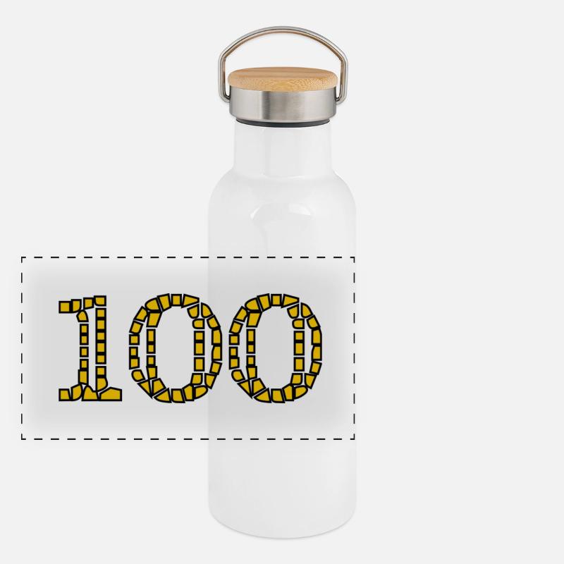 100. 100 ANS. 100e ANNIVERSAIRE. ANNIVERSAIRE 100 Gourde isotherme avec bouchon en bambou