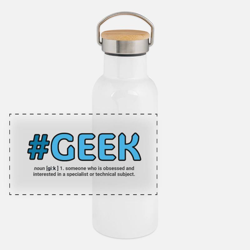 Écusson bleu du Hashtag Geek Gourde isotherme avec bouchon en bambou