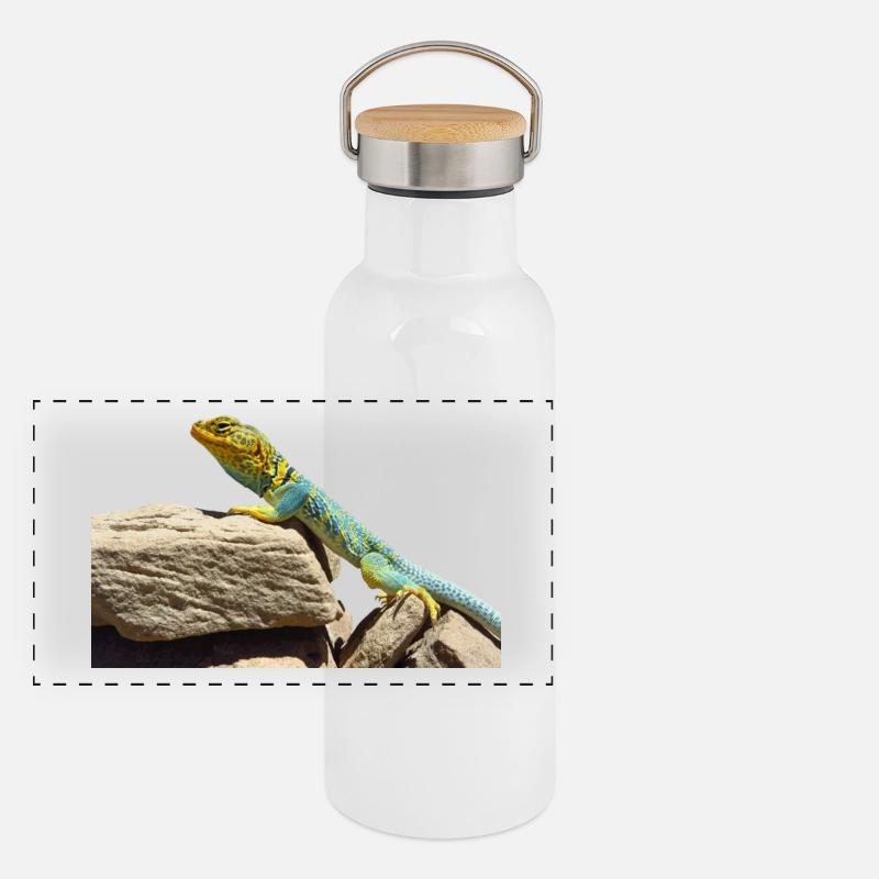 gecko lizard echse eidechse Panorama Thermosflasche mit Bambusdeckel