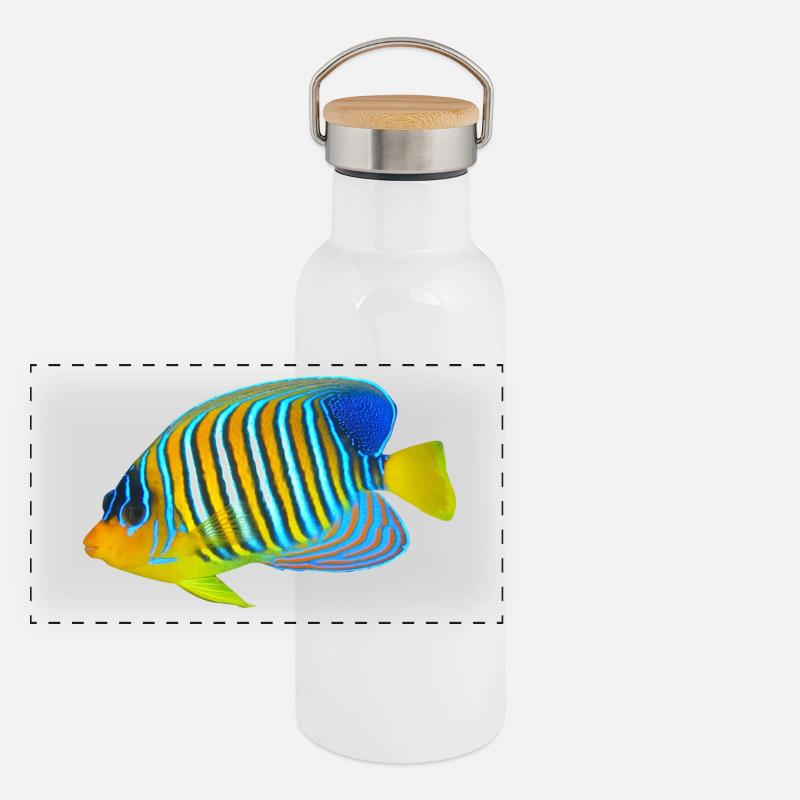 Fisch Panorama Thermosflasche mit Bambusdeckel