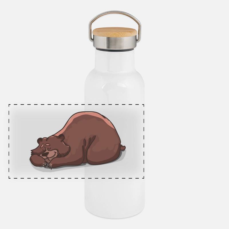 Der schlafende Bär Panorama Thermosflasche mit Bambusdeckel