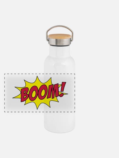 BOOM! - Panorama Thermosflasche mit Bambusdeckel - Weiß - Vorne