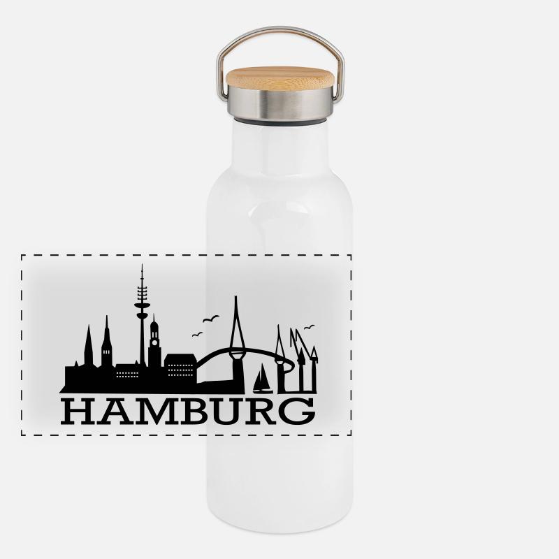 Hambourg horizon Gourde isotherme avec bouchon en bambou