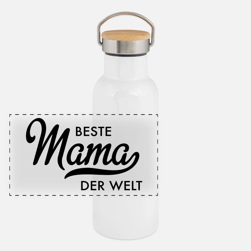 Beste Mama der Welt Panorama Thermosflasche mit Bambusdeckel
