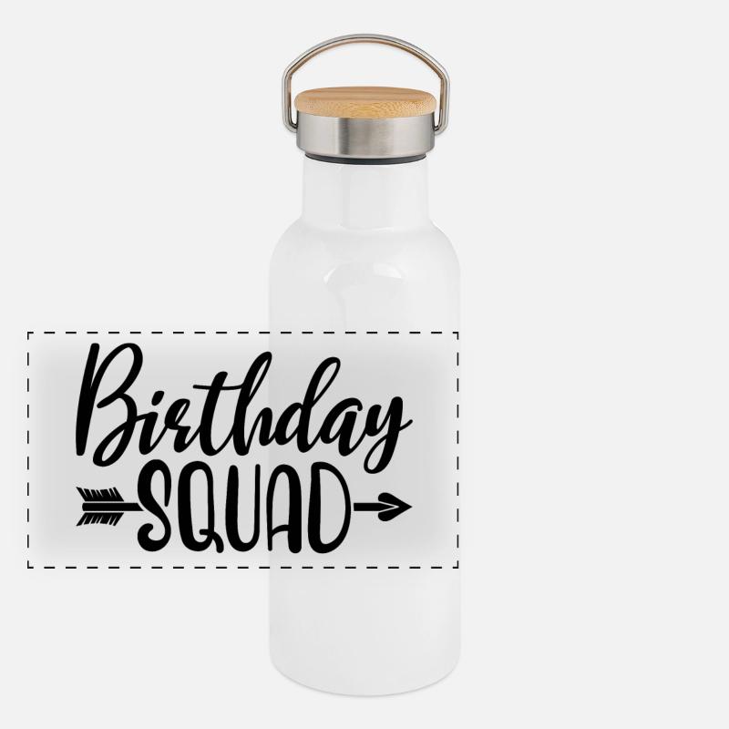 Birthday Squad Matching Gruppe Geburtstagsfeier Geschenk Panorama Thermosflasche mit Bambusdeckel