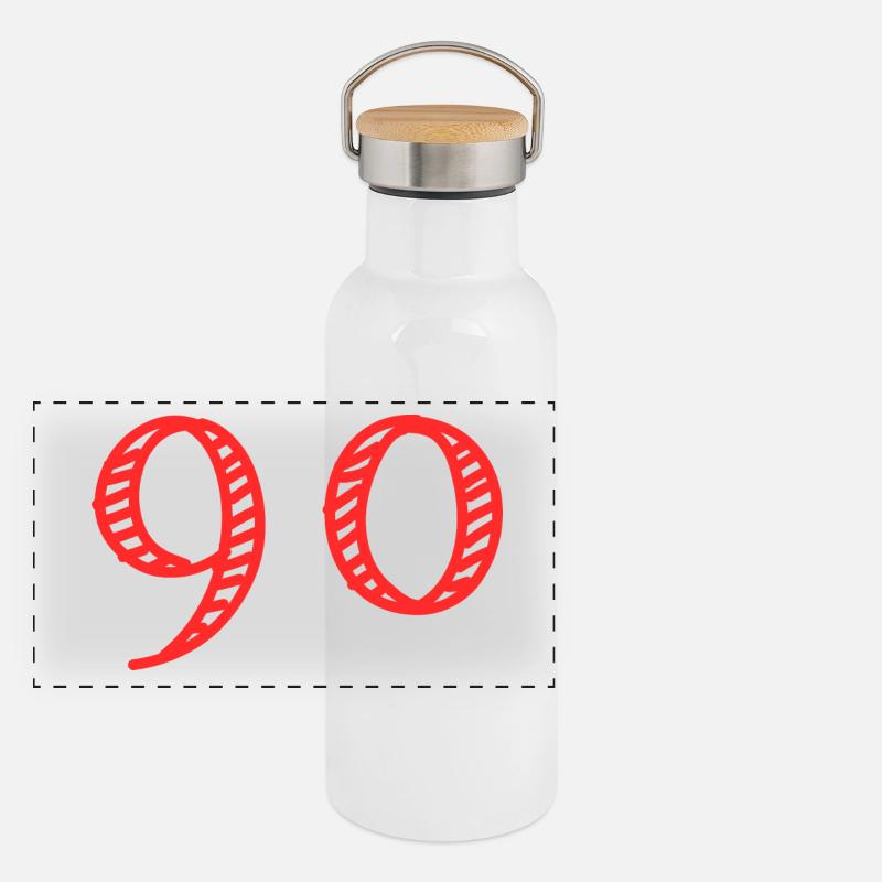 90 ANS. 90e ANNIVERSAIRE. ANNIVERSAIRE 90 ANS. 90 Gourde isotherme avec bouchon en bambou