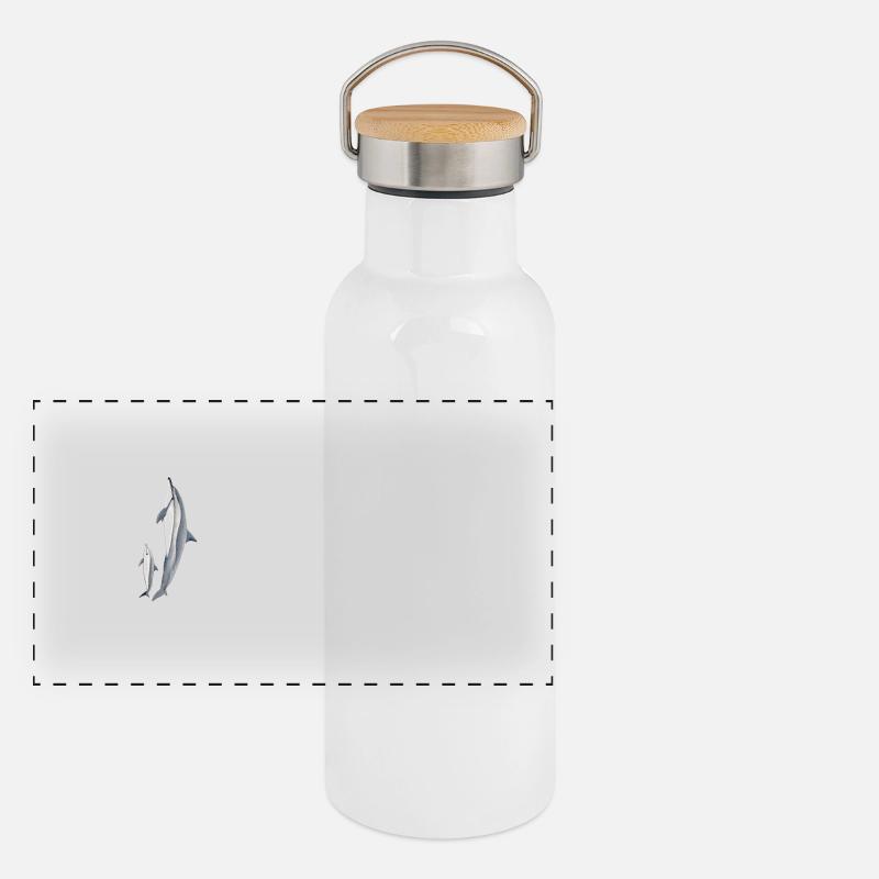 Dolphin acrobat - Long-beaked dolphin - Dauphin Panoramic Thermal Bottle with Bamboo Lid