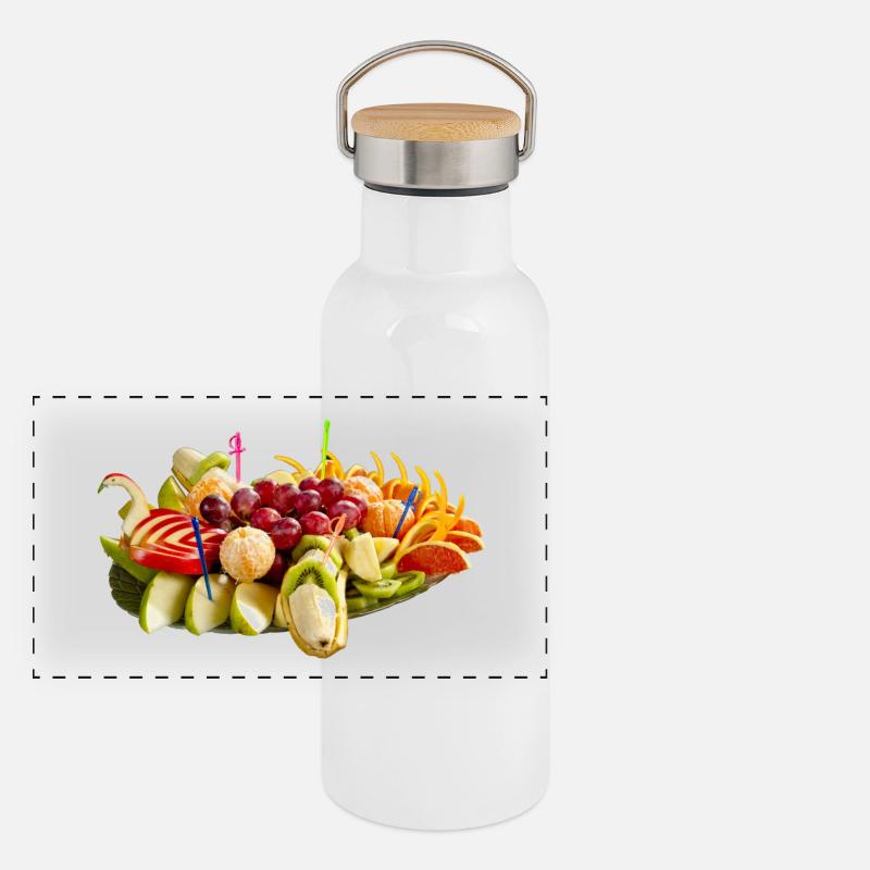 Leckeres Obst Panorama Thermosflasche mit Bambusdeckel