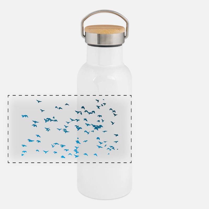 Nuée d'oiseaux Gourde isotherme avec bouchon en bambou