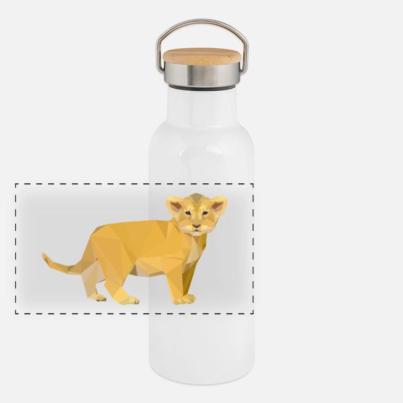 Süßer Löwe Panorama Thermosflasche mit Bambusdeckel