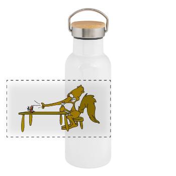 Der Ameisenbär - Panorama Thermosflasche mit Bambusdeckel - Weiß - Vorne