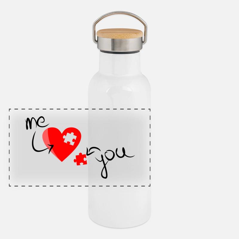 Moi vous aime Gourde isotherme avec bouchon en bambou