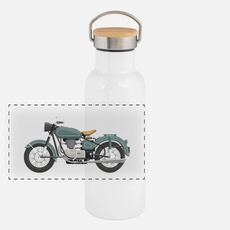 motorcycle Panoramic Thermal Bottle with Bamboo Lid