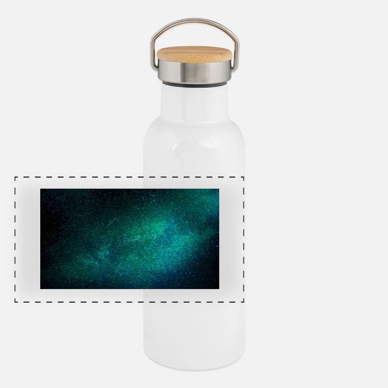 Starry sky turquoise Panoramic Thermal Bottle with Bamboo Lid