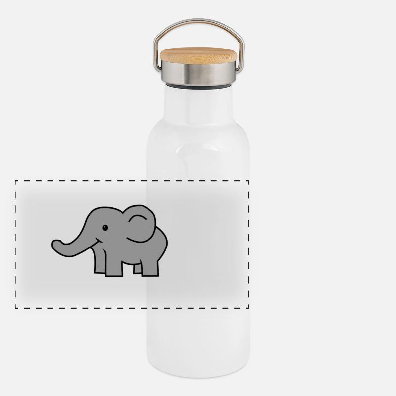 Elefant Panorama Thermosflasche mit Bambusdeckel