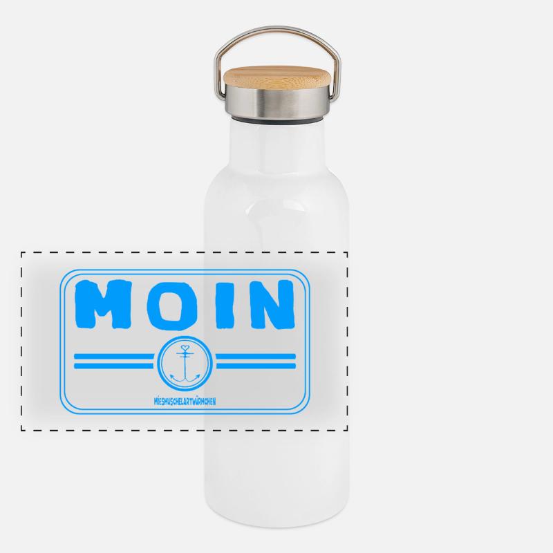 Emblème de lettrage Moin Gourde isotherme avec bouchon en bambou