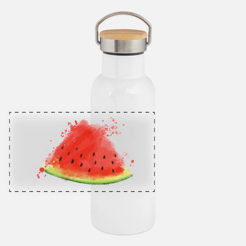 Melone - Wassermelone Panorama Thermosflasche mit Bambusdeckel