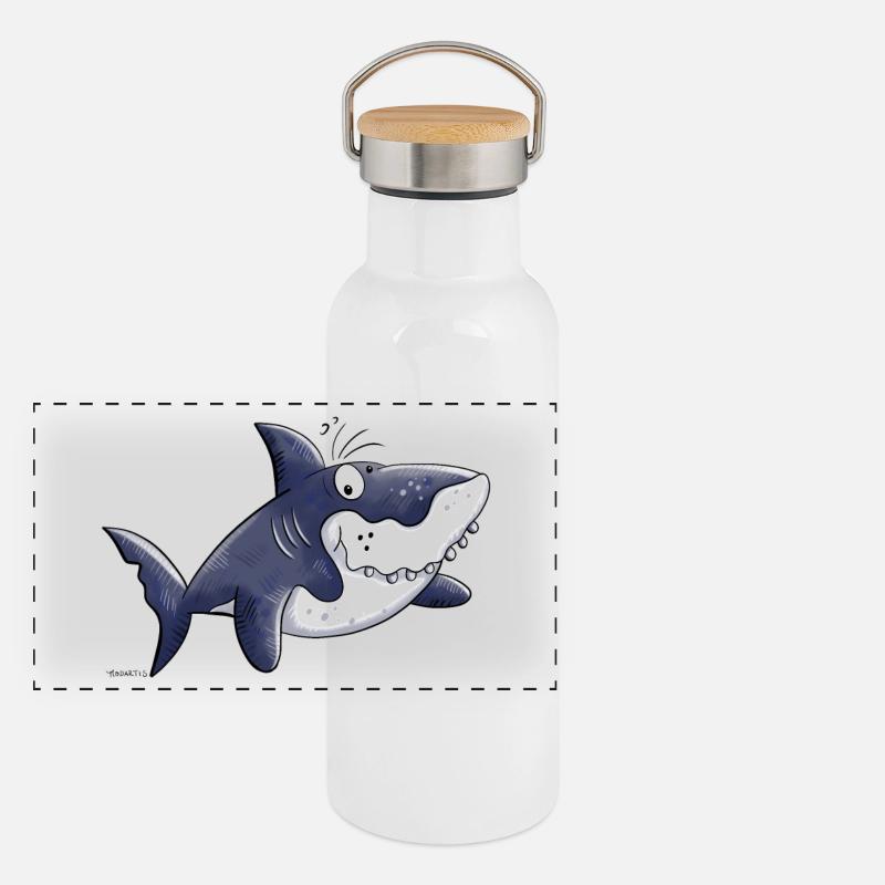 Requin comique Gourde isotherme avec bouchon en bambou
