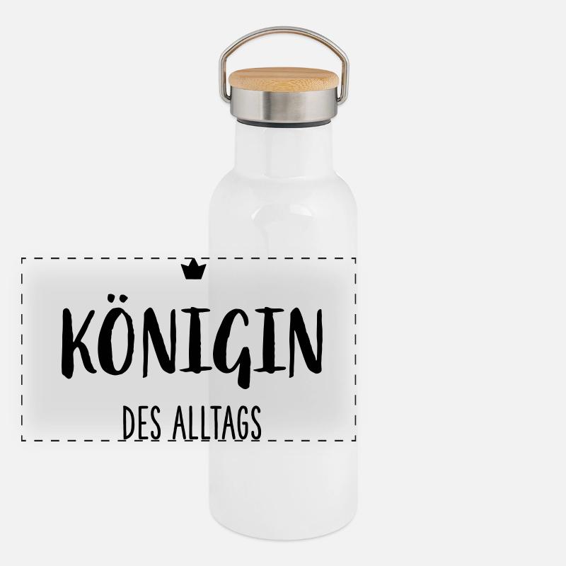 Königin des Alltags I Krone Mutter Ehefrau Panorama Thermosflasche mit Bambusdeckel