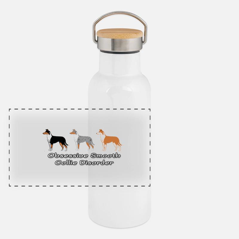 Obsessive Smooth Collie Disorder - Gourde isotherme avec bouchon en bambou - blanc