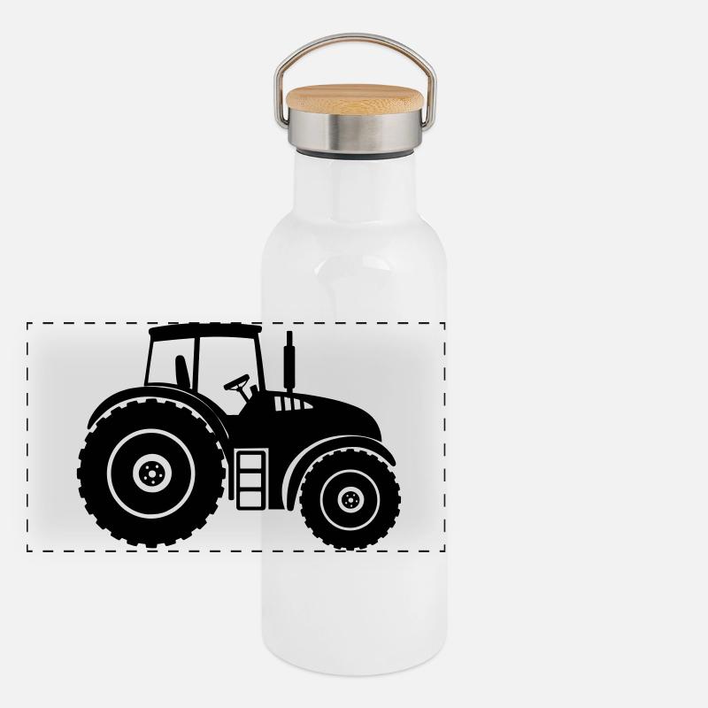 Shade Silhouette Farm Tractor Panoramic Thermal Bottle with Bamboo Lid