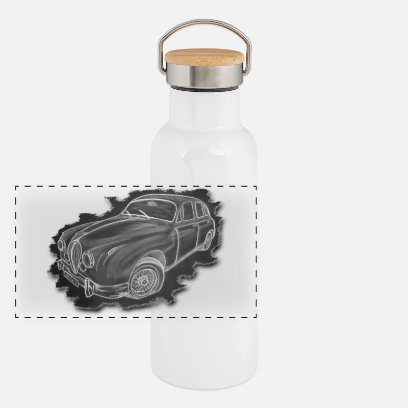 Oldtimer - Dessin Gourde isotherme avec bouchon en bambou