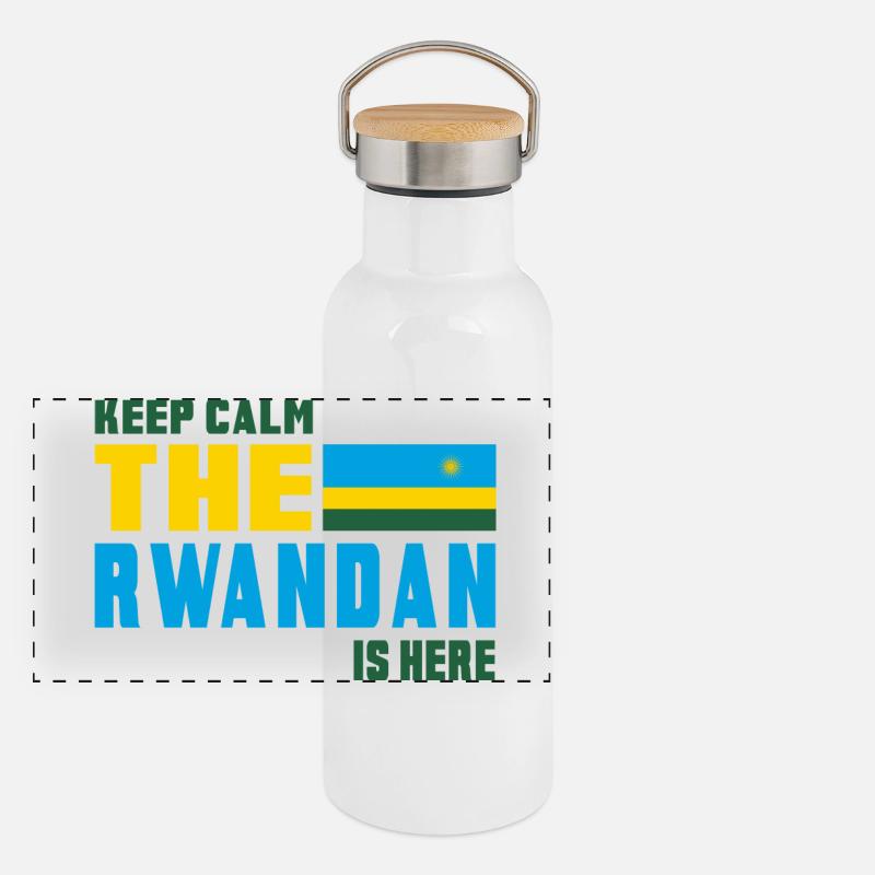 Keep calm Rwanda flag design Panoramic Thermal Bottle with Bamboo Lid