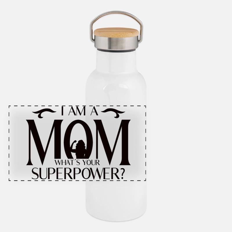 Ich bin eine Mutter – Was ist deine Superkraft? Panorama Thermosflasche mit Bambusdeckel