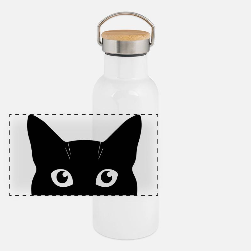 Fanny black cat Panoramic Thermal Bottle with Bamboo Lid