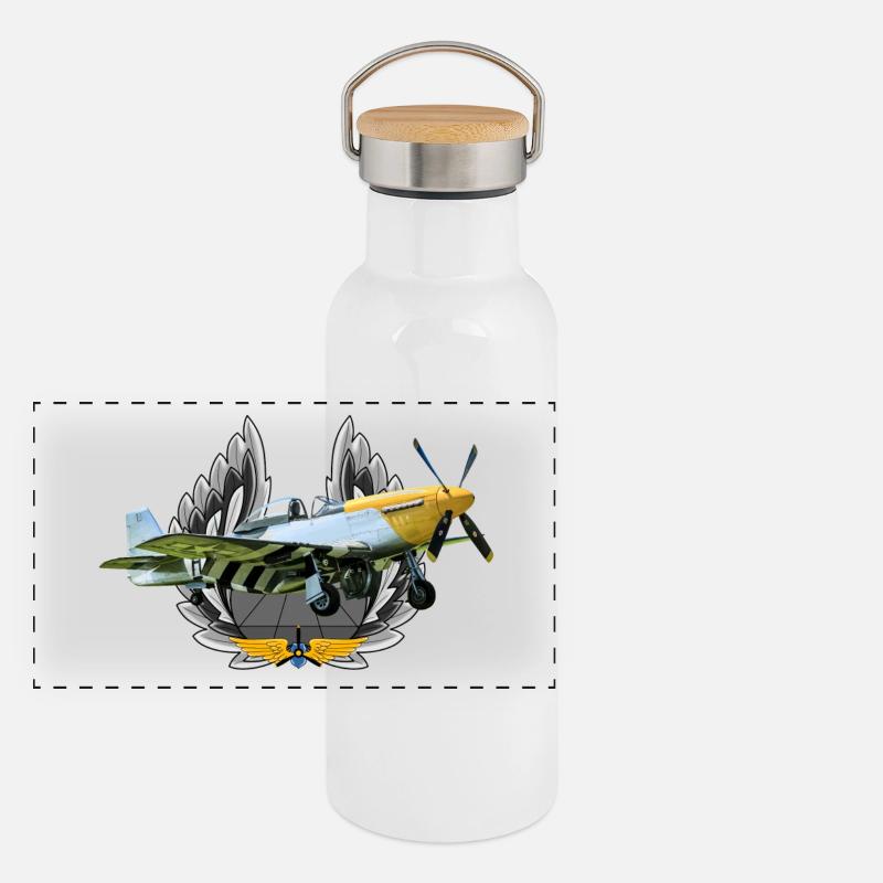 P-51 Panorama Thermosflasche mit Bambusdeckel