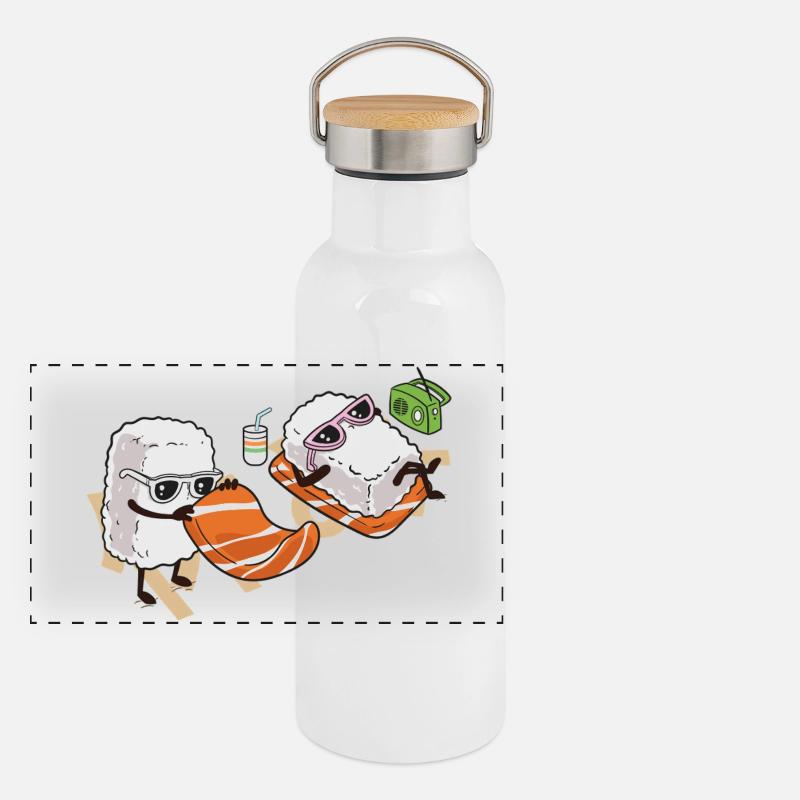 Sommer-Sushi Panorama Thermosflasche mit Bambusdeckel