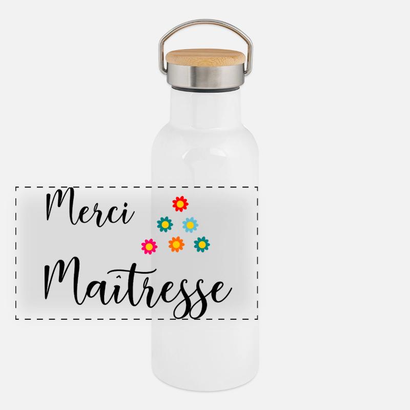 GELIEBTE. VIELEN DANK. DANKE HERRIN. GESCHENK Panorama Thermosflasche mit Bambusdeckel